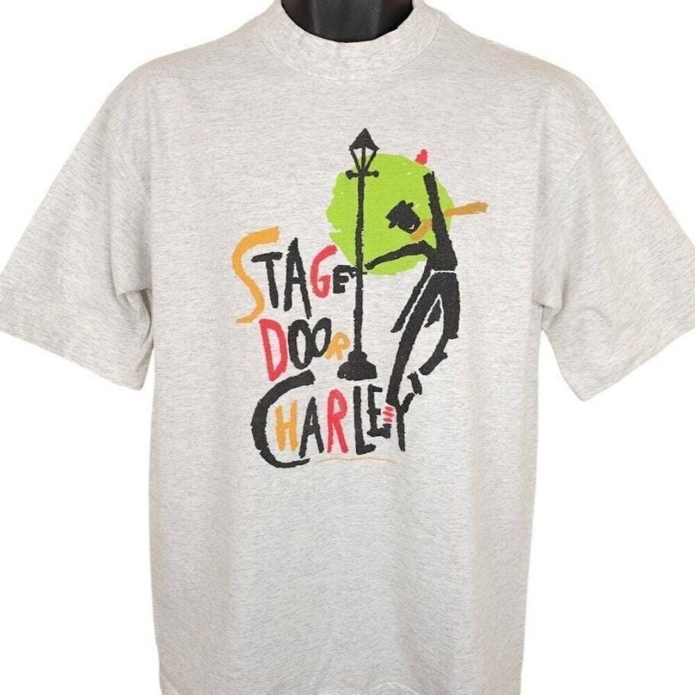 Vintage Stage Door Charley T Shirt Mens Size Medium Gray 90s 1995 Buskers
